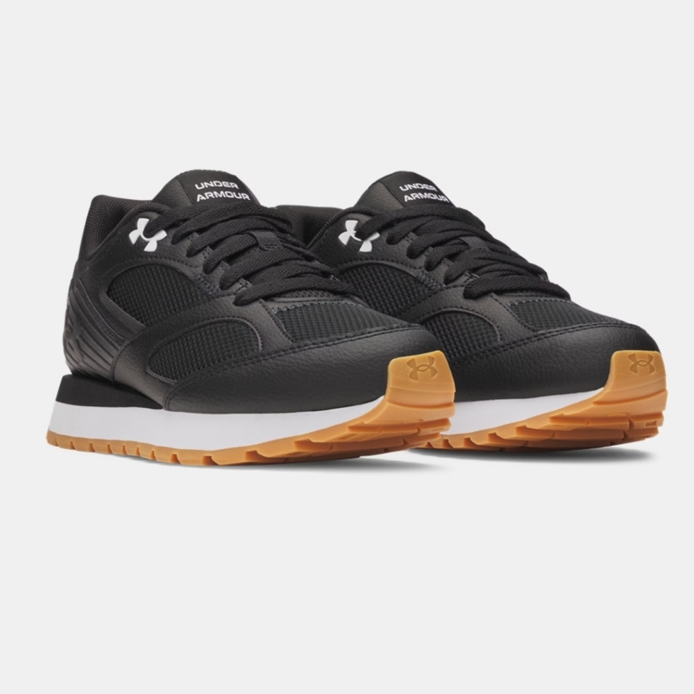 Under Armour Women's Black White Gum Retro Running Sneakers